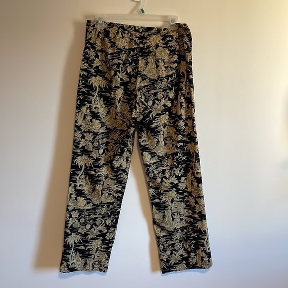 Chinoiserie Toile Pants Print Arts SM Tourist Sunday Brunch Black Statement Chic - Picture 7 of 12